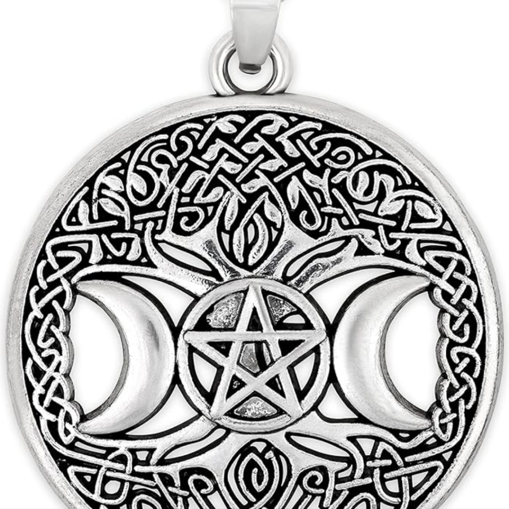 Silver Celtic Moon Pendant Necklace - Picture 3 of 6